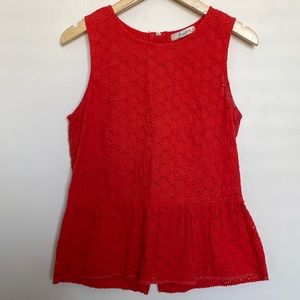 Red peplum lace shirt